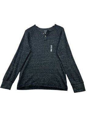 Arizona Jean Co. Mens Thermal Henley Shirt Long Sleeve Stretch Size S Black Snow